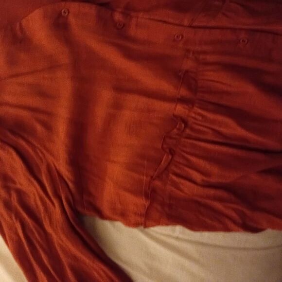Rust Orange Button-Up Blouse - Picture 2 of 3